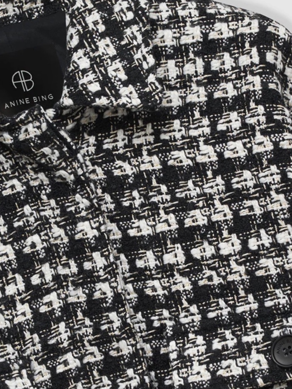 Anine Bing Adriana Jacket Black and White Tweed - Picture 8 of 8
